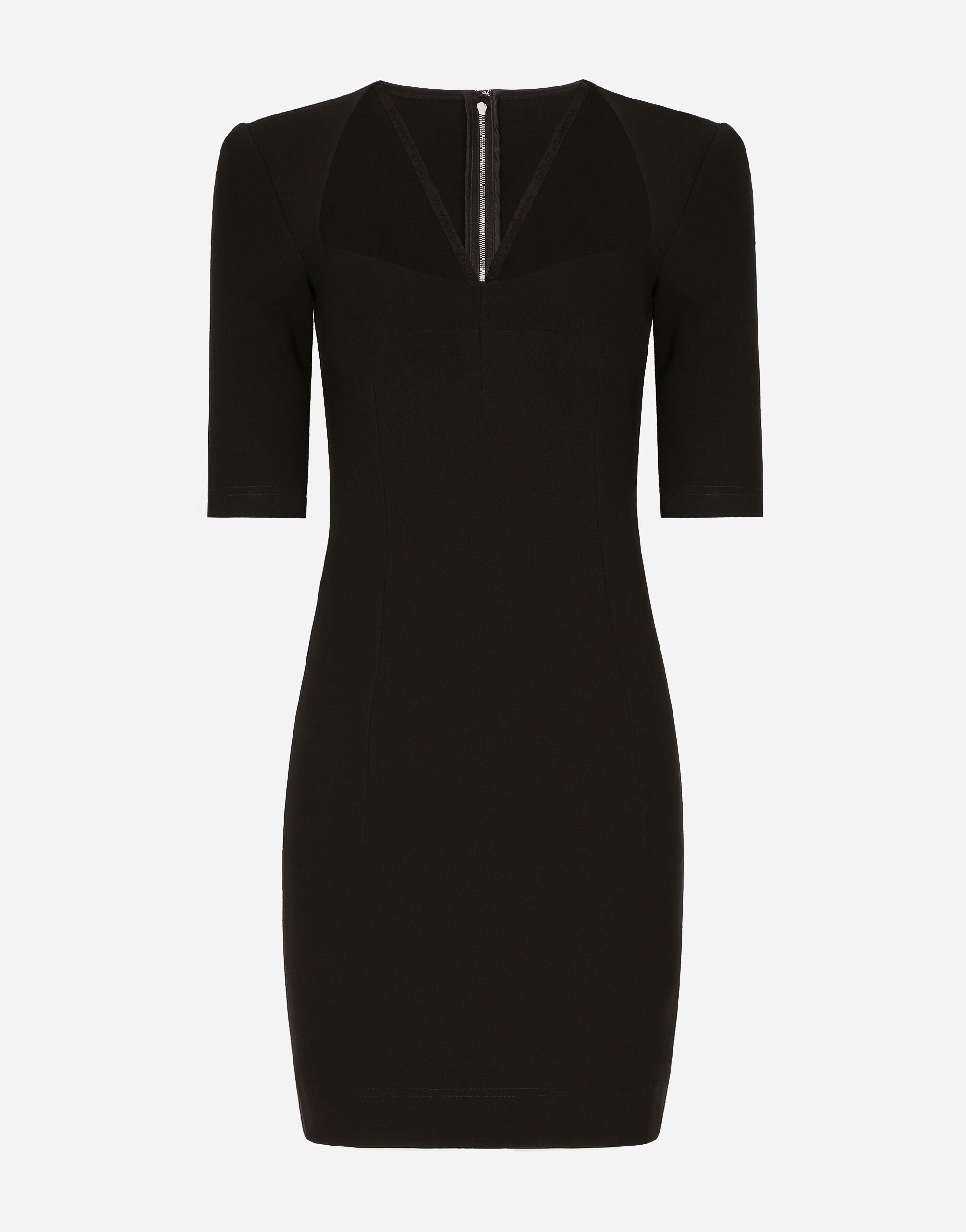 Dolce&Gabbana Short jersey dress with 3/4 sleeves Black F4CLKTFU8BM