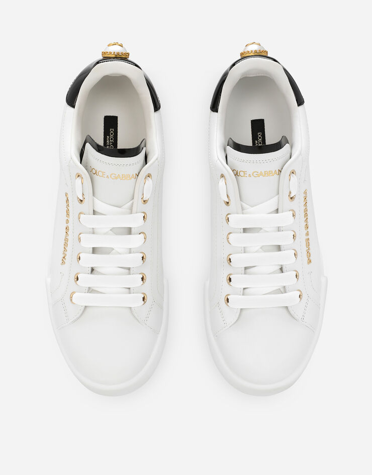 Dolce & Gabbana Portofino sneakers aus kalbsnappaleder mit lettering Weiss CK2329AH506
