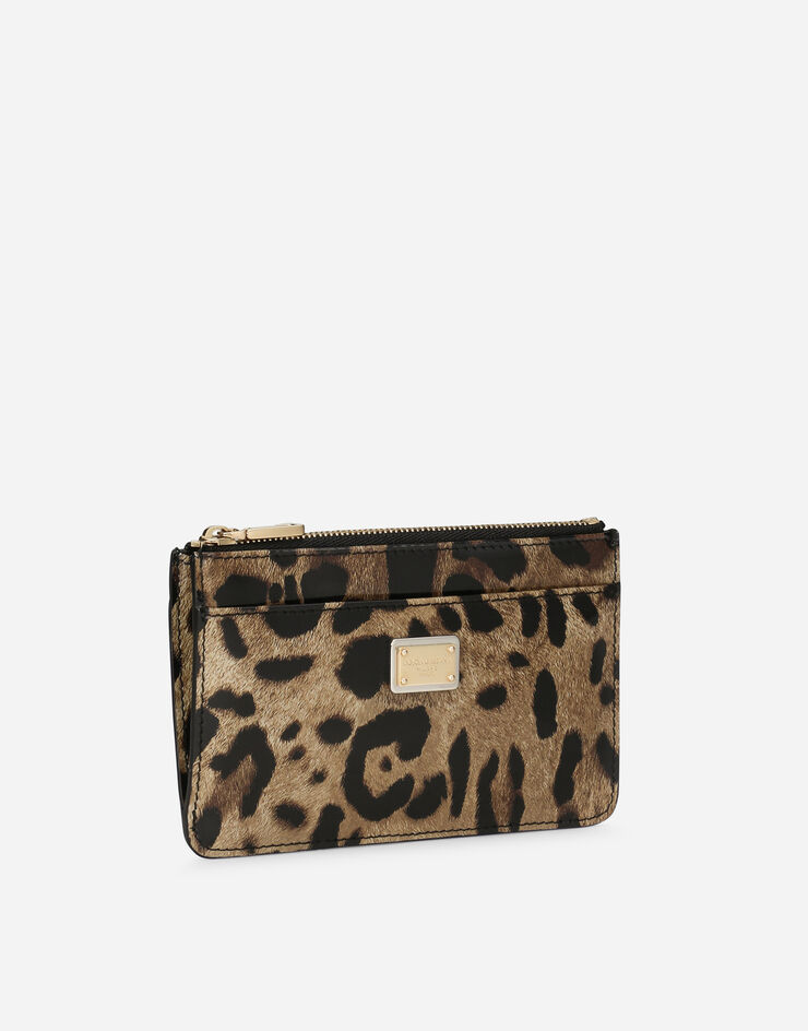 Dolce & Gabbana Medium leopard-print polished calfskin card holder with zipper Animal Print BI1261AM568