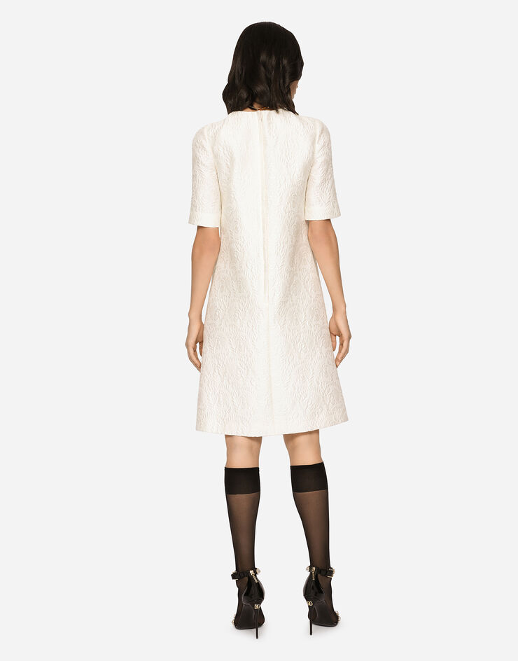 Dolce & Gabbana Abito midi in jacquard floreale Bianco F6ARYTHJMOK