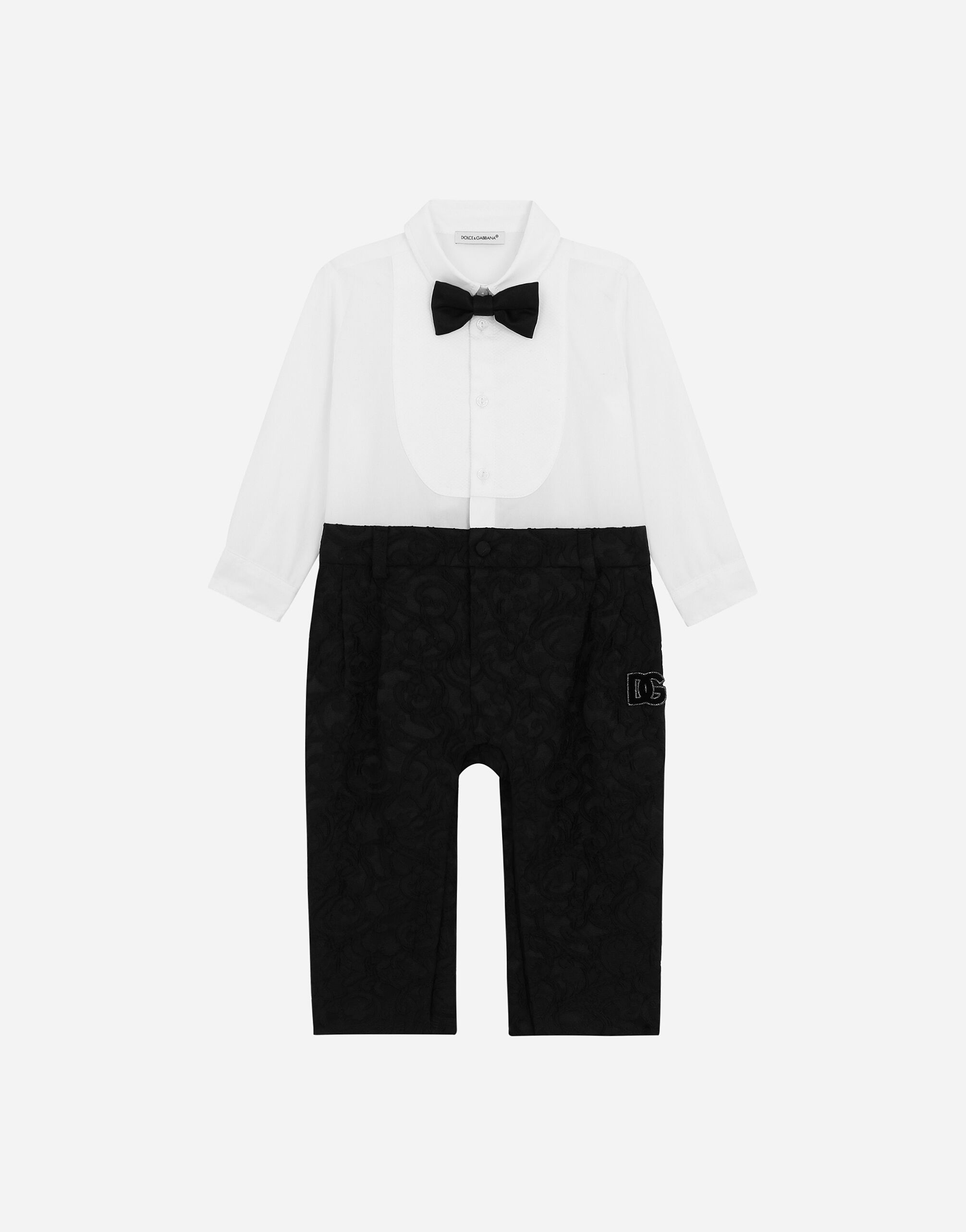 DolceGabbanaSpa Jacquard and cotton tuxedo onesie Black L1JPIGG7KU7