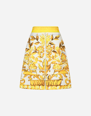 Dolce & Gabbana Короткая юбка из парчи с принтом майолики Отпечатки F4CUNTFPTAX