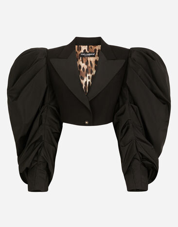 Dolce & Gabbana Short taffeta and wool poplin jacket Black F26AHTFU23Q