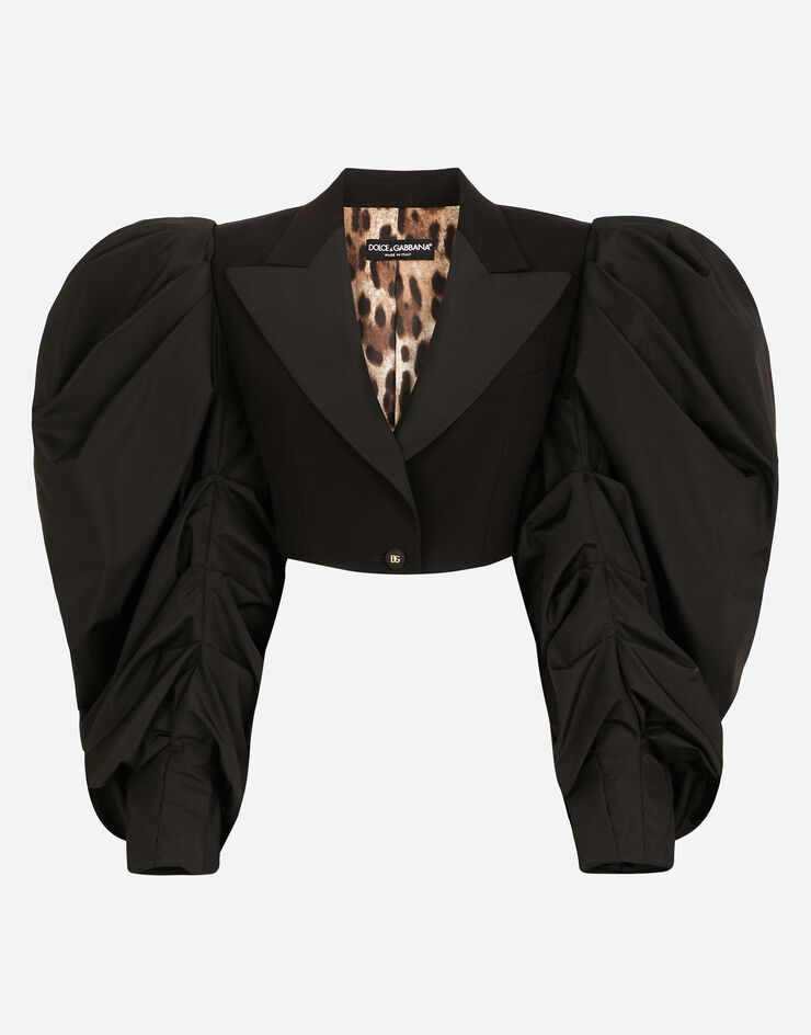 Dolce & Gabbana Short taffeta and wool poplin jacket Black F29NWTFUBD5