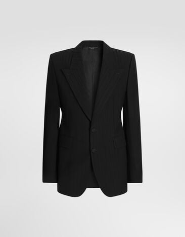 Dolce & Gabbana Sinatra single-breasted jacket in striped wool Dolce & Gabbana Sinatra single-breasted jacket in striped wool Black G2VN9TFR22A