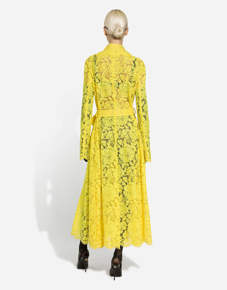 Dolce & Gabbana Тренч из цветочного кордового кружева с логотипами желтый F0W0KTHLM7L