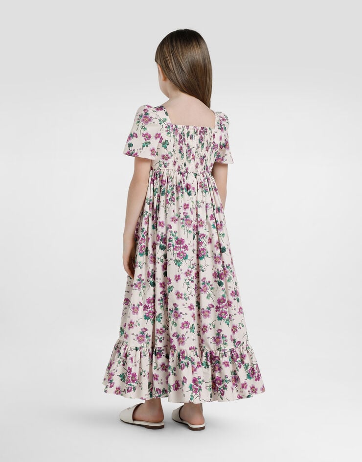 Dolce & Gabbana Poplin dress with violet print Print L53DX2HS5TX