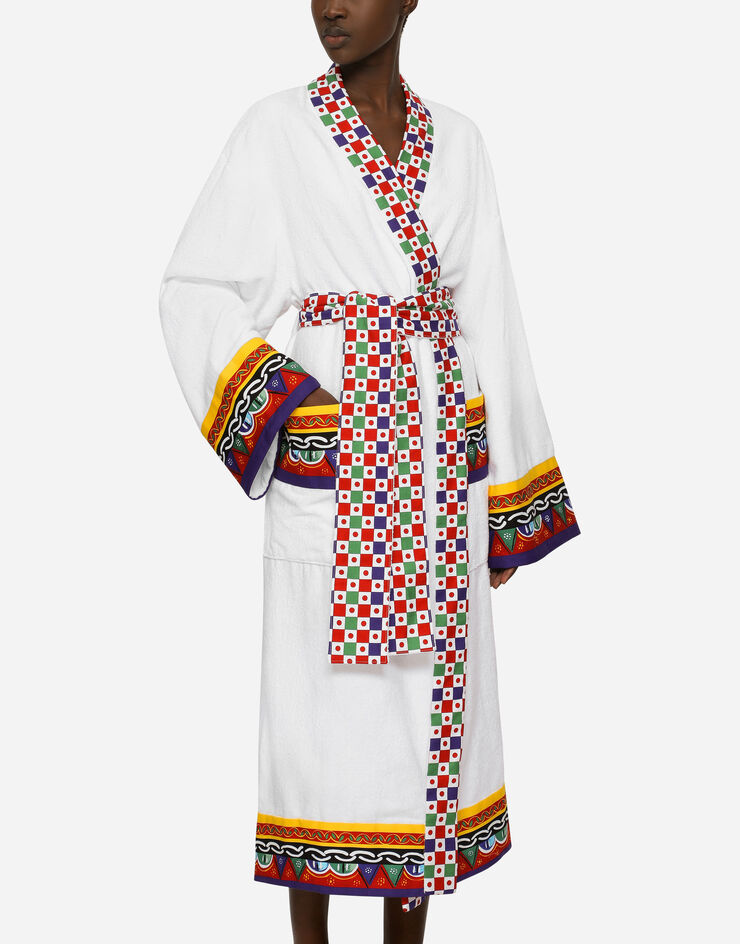 Dolce & Gabbana Cotton Terry Bathrobe Multicolor TCF010TCAGN