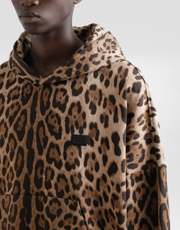 Dolce & Gabbana Sudadera de algodón con capucha y placa Imprima G9BJATFS785