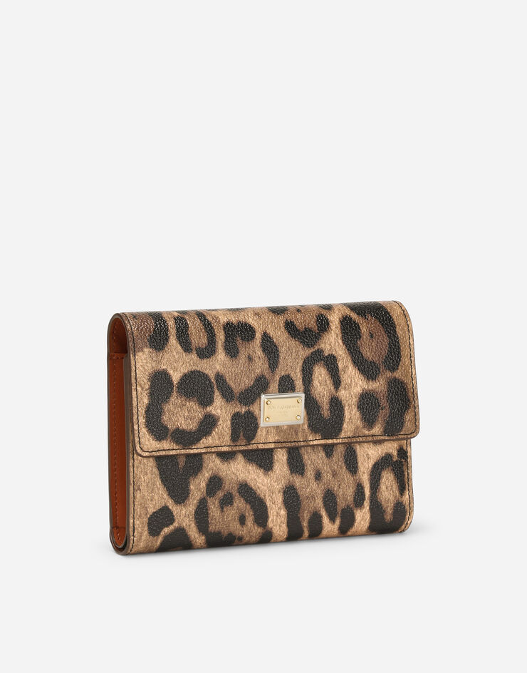 Dolce & Gabbana Leopard-print Crespo zip-around wallet with branded plate Multicolor BI1379AW384