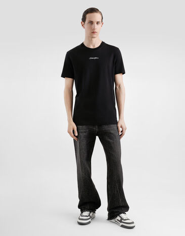 Dolce & Gabbana Cotton T-shirt with logo Black G8RN8ZG7P0C