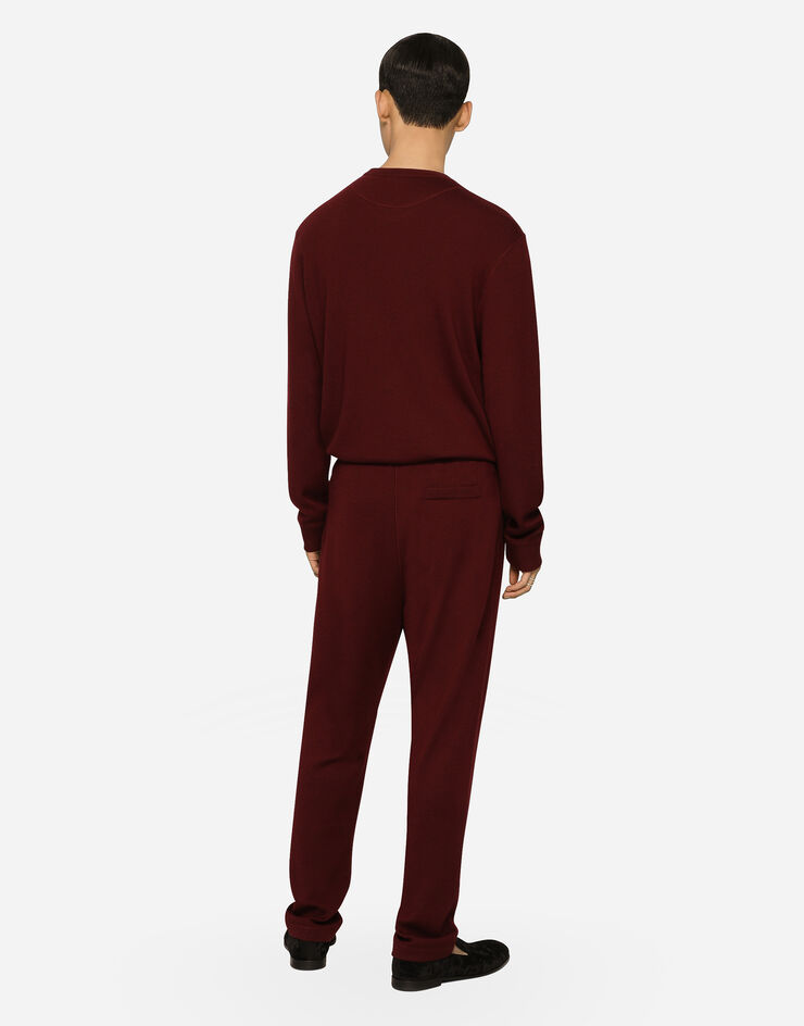 Dolce&Gabbana Cashmere and wool knit sweatshirt with DG patch Bordeaux GXQ12ZJFMQ2