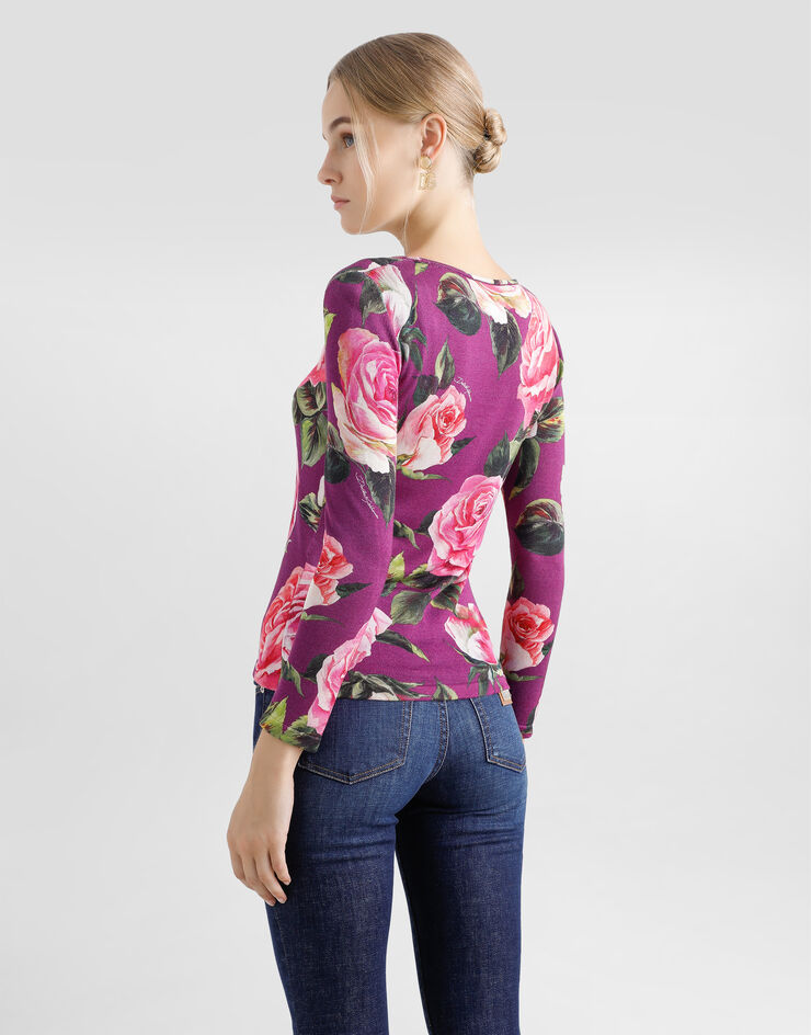 Dolce & Gabbana Rose-print silk sweater Print FXX82TJAHLC