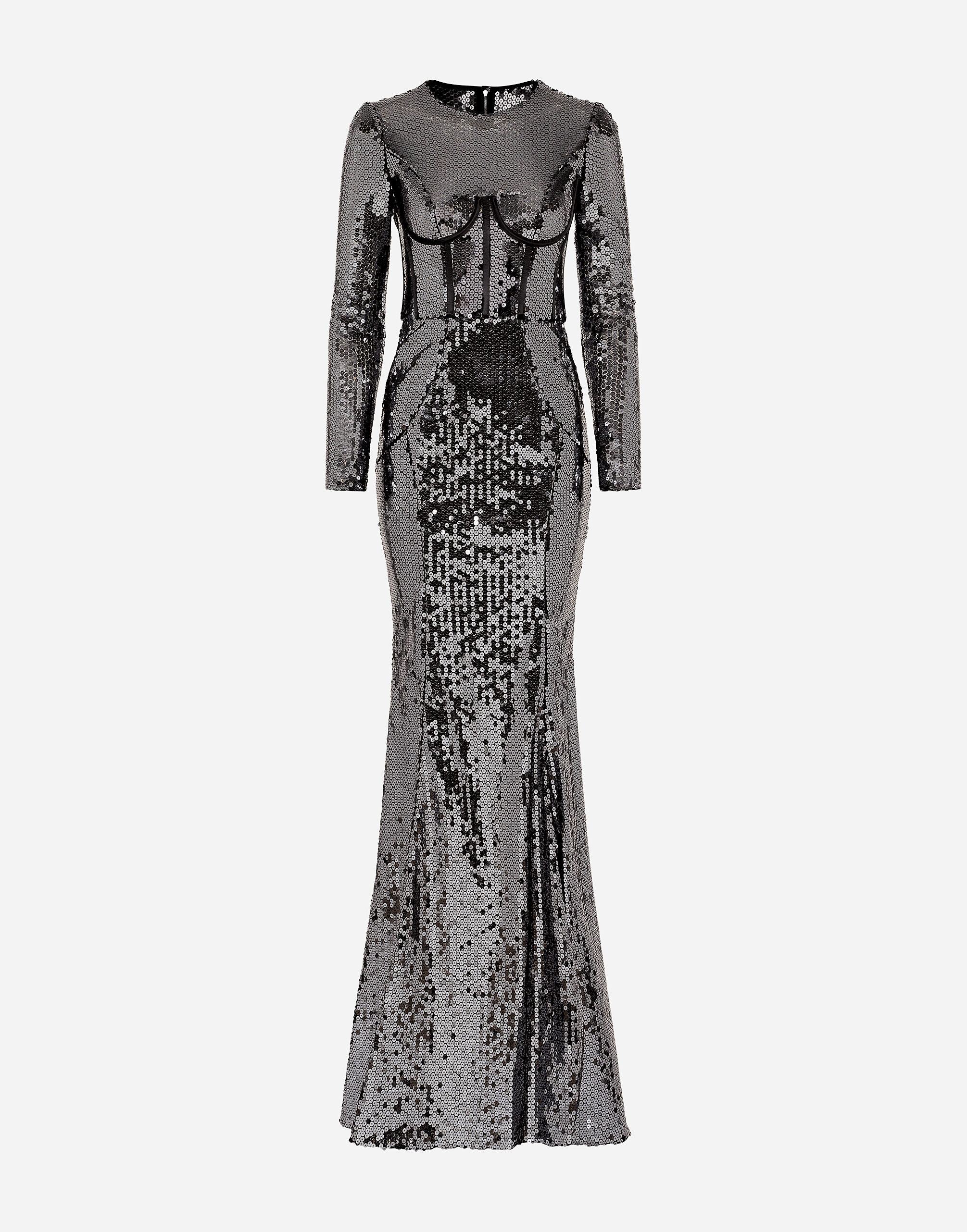 Abito lungo in paillettes con dettaglio bustier in Grigio da Donna