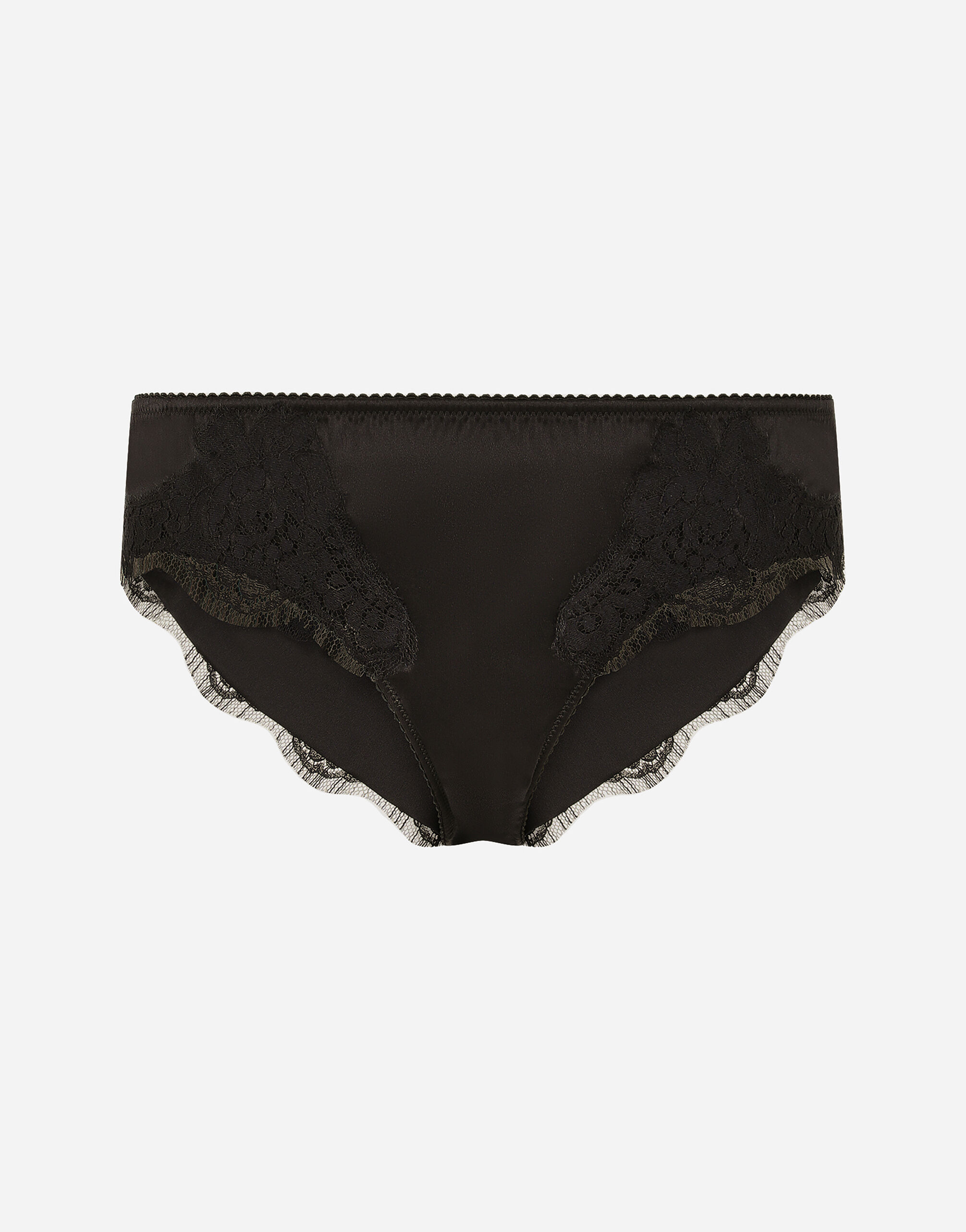 Dolce & Gabbana Satin briefs with lace detailing Black O2F63TONQ79