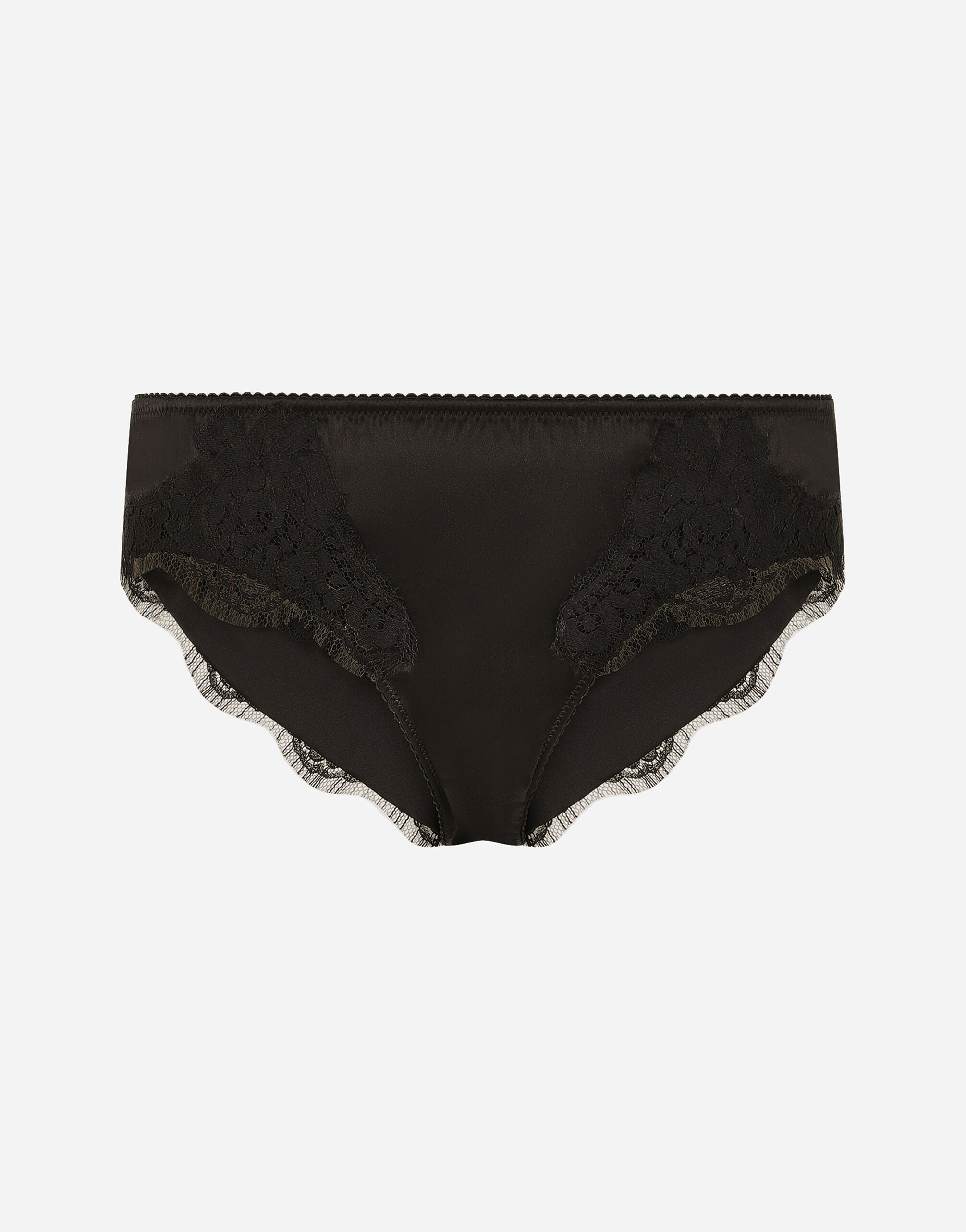 Dolce & Gabbana Slip in raso con pizzo Nero O7A00TONO13