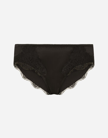 Dolce&Gabbana Satin briefs with lace detailing Black F4CLKTFU8BM