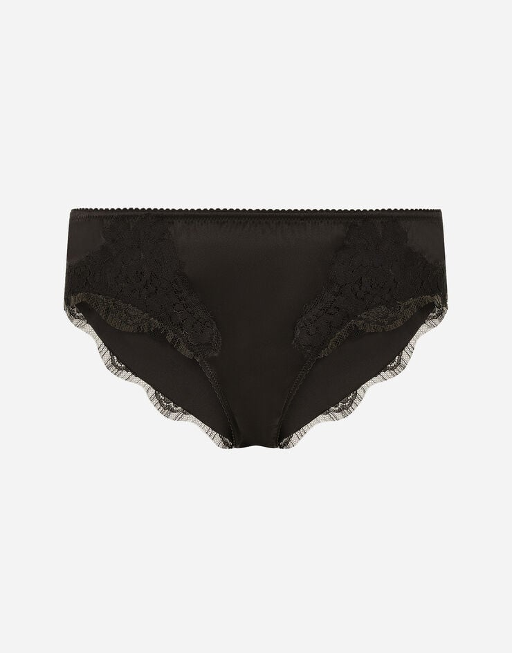Dolce & Gabbana Satin briefs with lace detailing Black O2A02TFUAD8