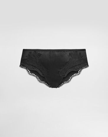Dolce & Gabbana Satin briefs with lace detailing Black O2A02TFUAD8