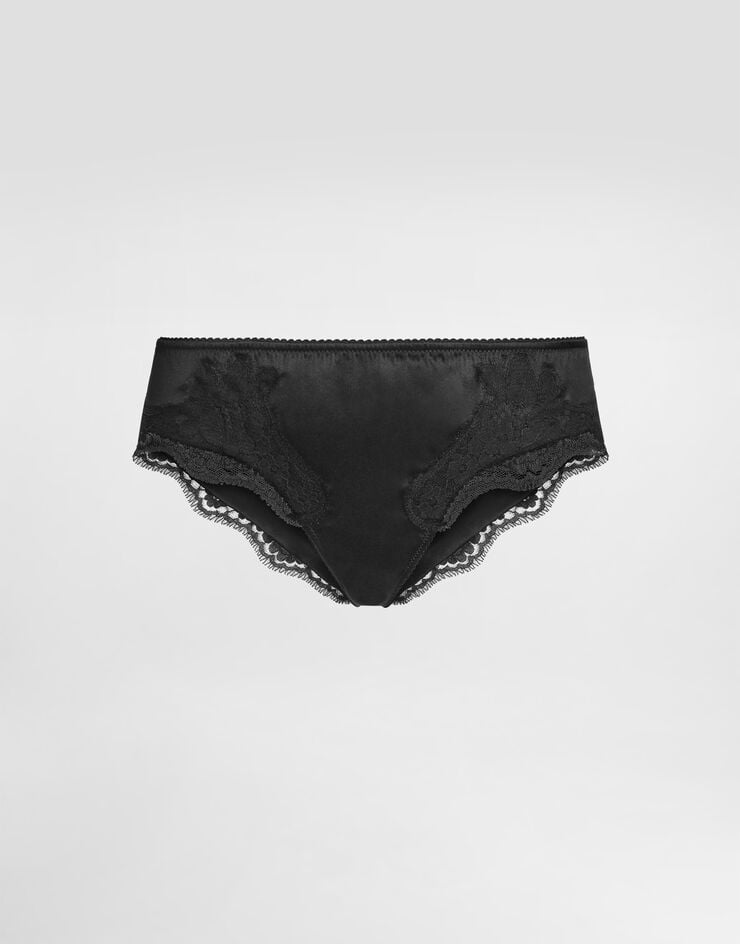 Dolce & Gabbana Satin briefs with lace detailing Black O2A02TFUAD8