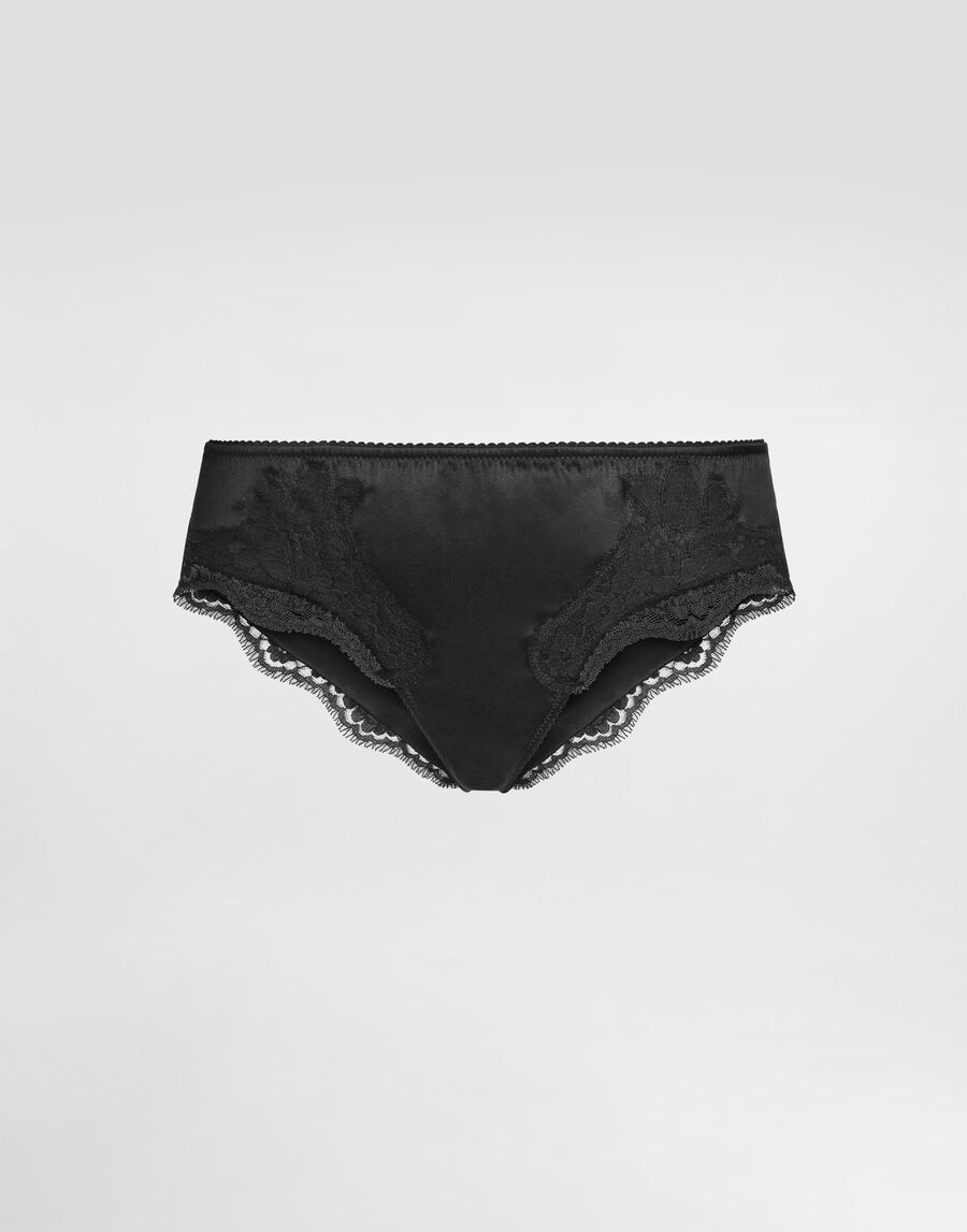 Satin briefs with lace detailing