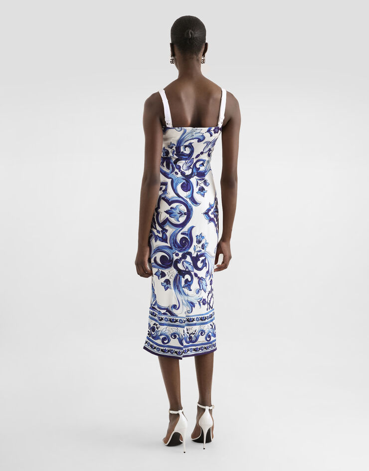 Dolce & Gabbana Robe en soie à imprimé majoliques Imprimé I6KH3WHPAB8