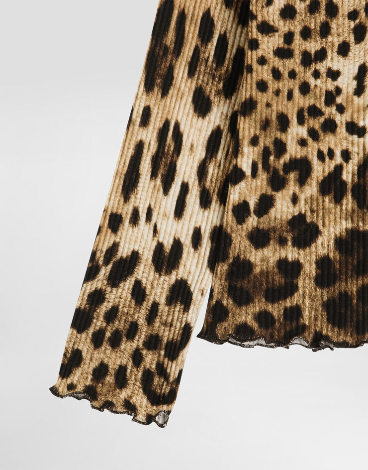 Dolce & Gabbana Leopard-print ribbed turtleneck Print L5JTQCHS7Q6