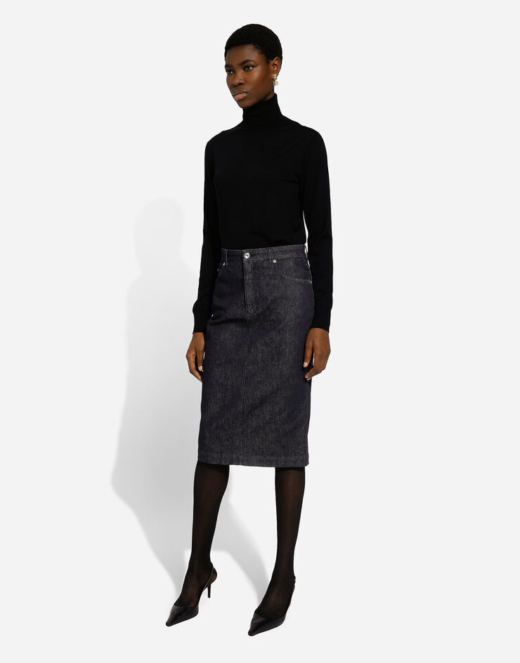 Dolce & Gabbana Calf-length cotton denim pencil skirt Multicolor F4CYADG8LT2