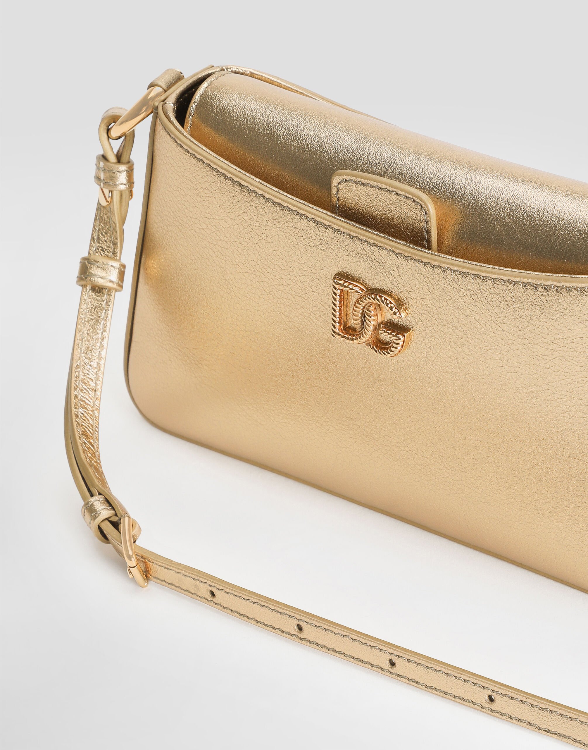 Laminated calfskin phone bag in Gold for Women | Dolce&Gabbana® US