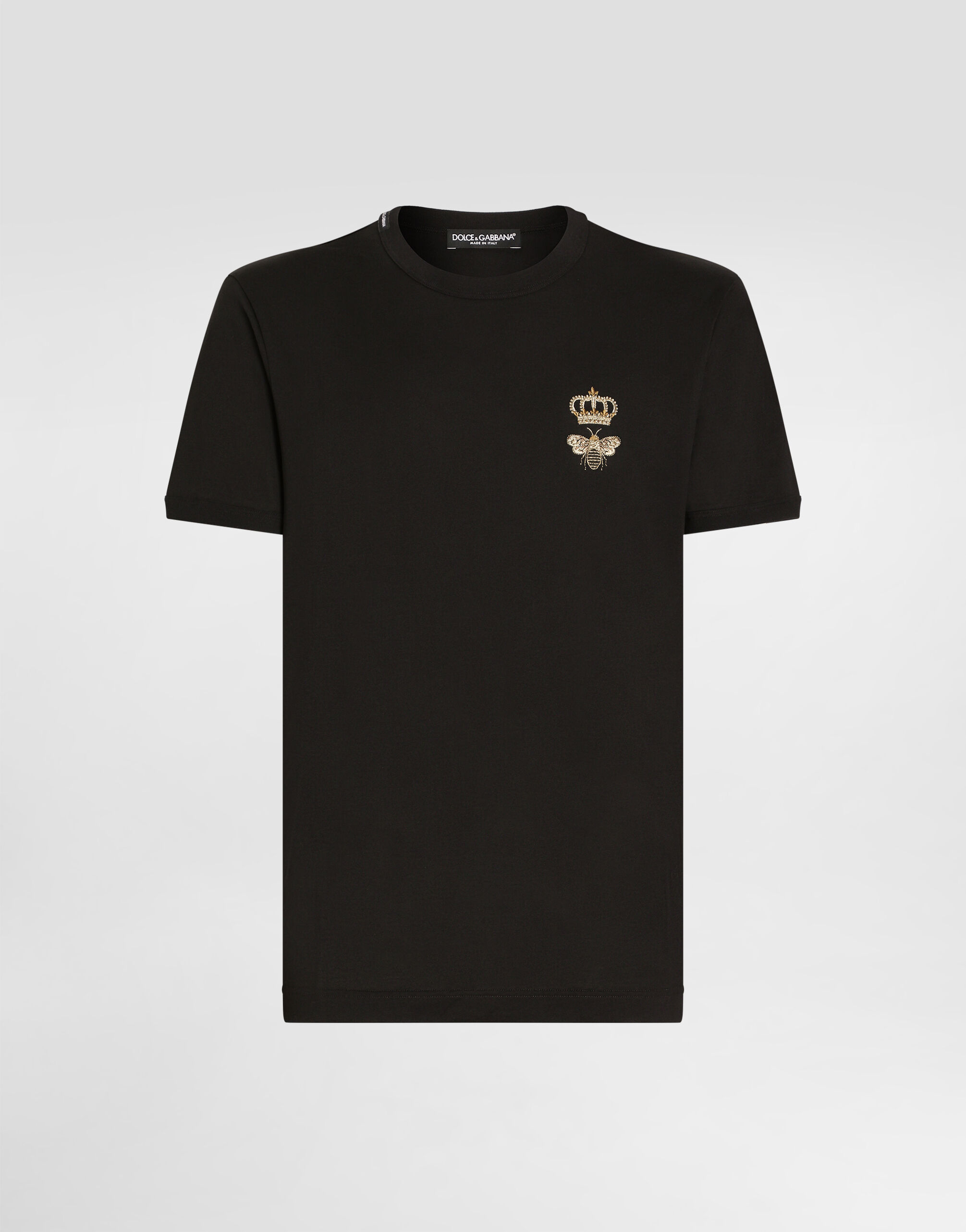 T Shirt aus Baumwolle mit Stickerei in Mehrfarbig fur Herren Dolce Gabbana