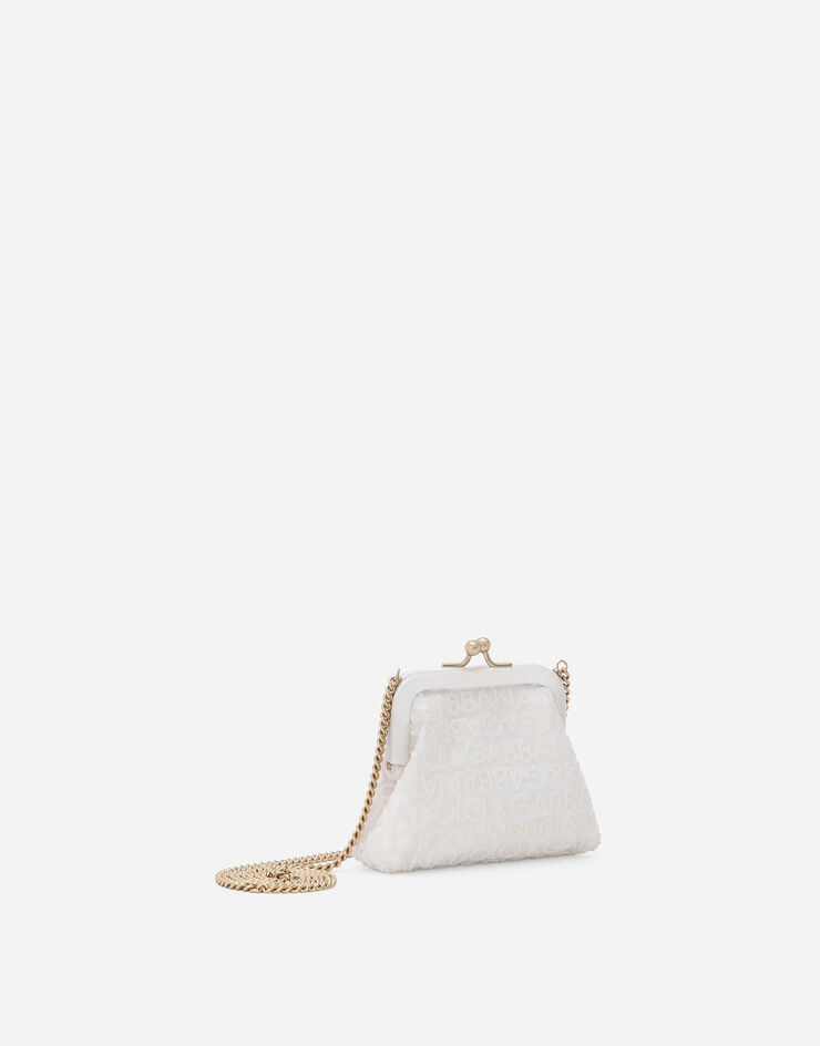 Dolce & Gabbana Bolso bandolera de malla con logotipo Dolce&Gabbana bordado Blanco EB0007AU135