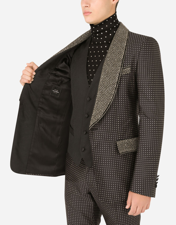 Dolce & Gabbana Three-piece jacquard Casinò-fit suit with rhinestones Multicolor GK9TMZFJ1HJ