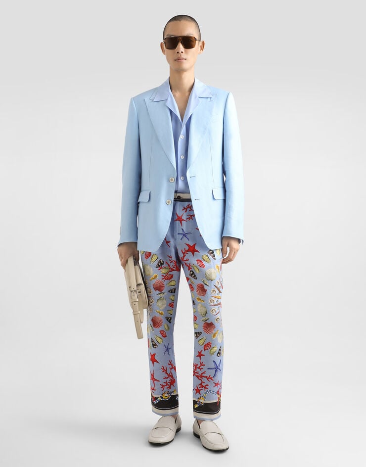 Dolce & Gabbana Sicilia single-breasted linen jacket Azure G2UR6TFU4JB
