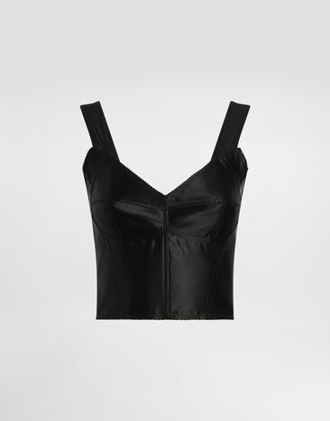 Dolce & Gabbana Elastic satin top Black F7W98TGDCMX
