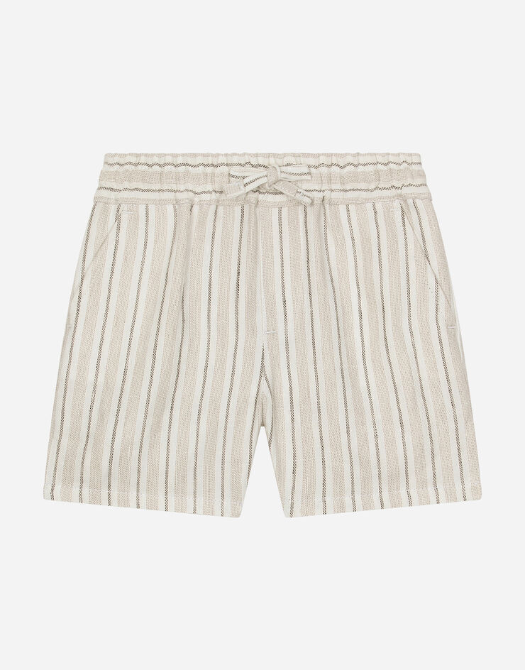Dolce & Gabbana ロゴラベル ストライプ リネン ショートパンツ Multicolor L13Q08FR4BY
