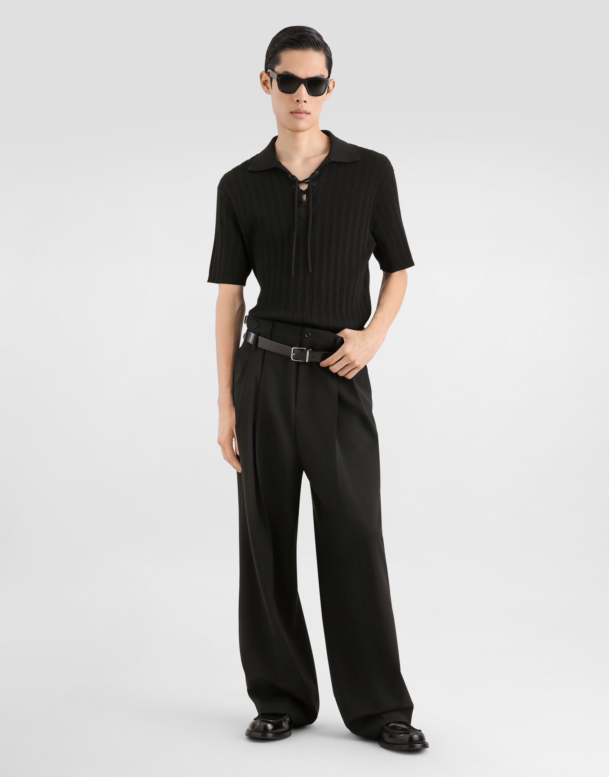 Blackのメンズ コットン セラフィーノ ポロシャツ | Dolce&Gabbana®