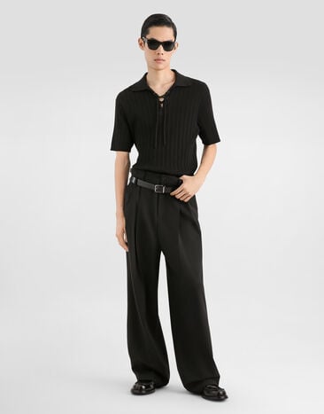 Dolce & Gabbana Polo serafino en algodón Dolce & Gabbana Polo serafino en algodón Black GXZC6ZJBCKV