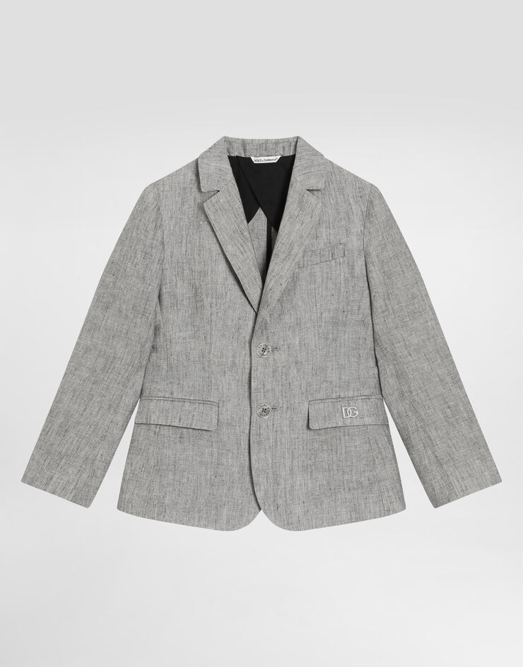 Dolce & Gabbana Single-breasted linen jacket Grey L41E97FU4MF