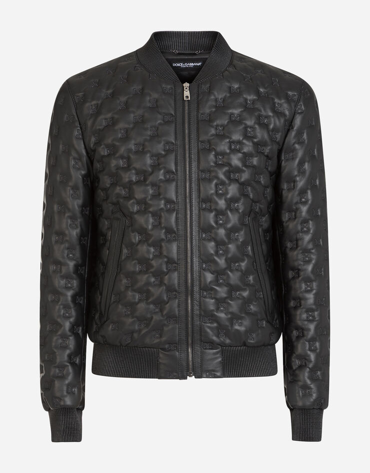 Dolce & Gabbana Quilted leather jacket with DG embroidery BLACK G9SP0LHULJA