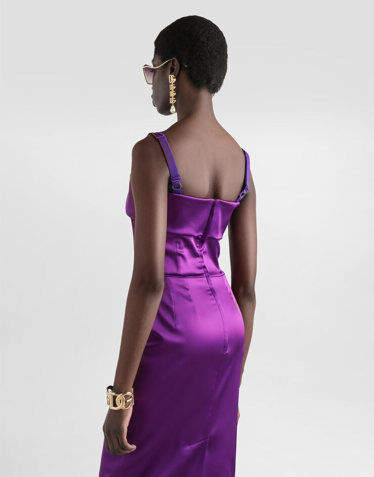 Dolce & Gabbana Fitted satin dress Purple F60AWTFURHM