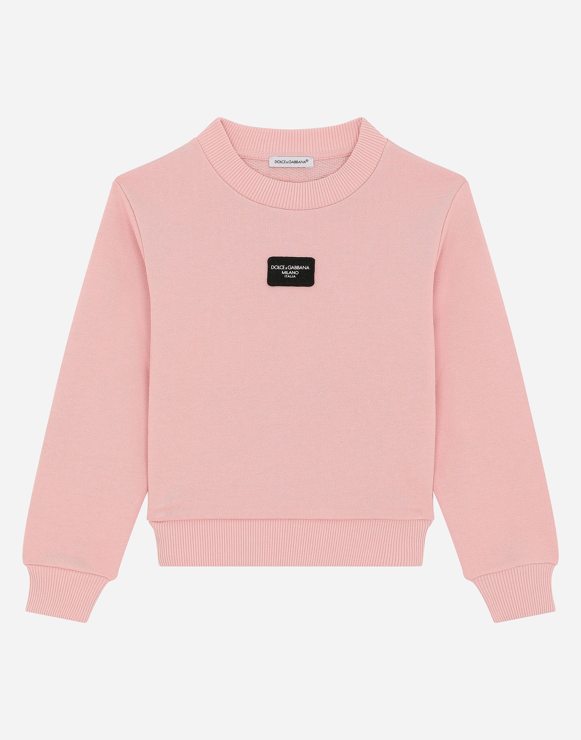 Dolce & Gabbana Jersey sweatshirt with logo tag Pink EB0249AB018