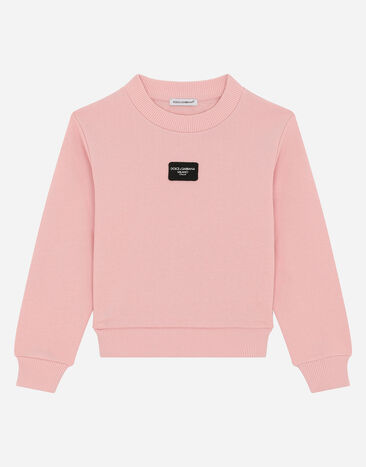 Dolce & Gabbana Sudadera de punto con placa con logotipo Rosa L5JWARG7M4V