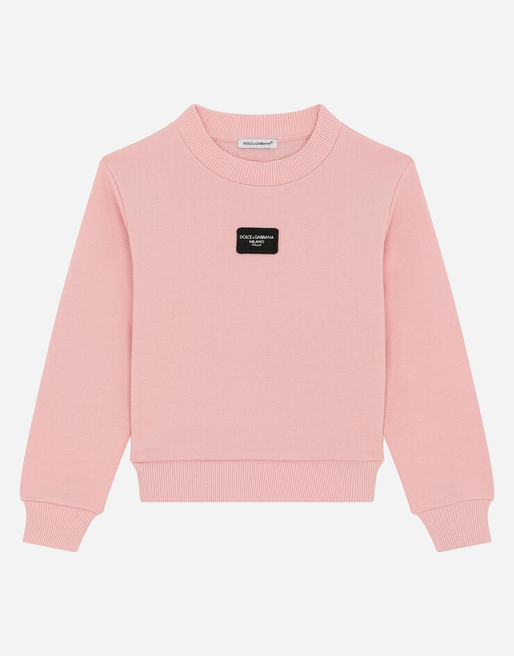 Dolce & Gabbana Sweatshirt aus Jersey mit Logoplakette Rosa L5JWARG7M4V