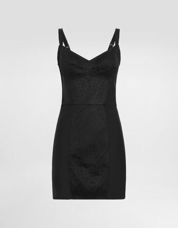 Dolce & Gabbana Sheath dress in stretch fabric and lace Black F63G8TGDCLQ