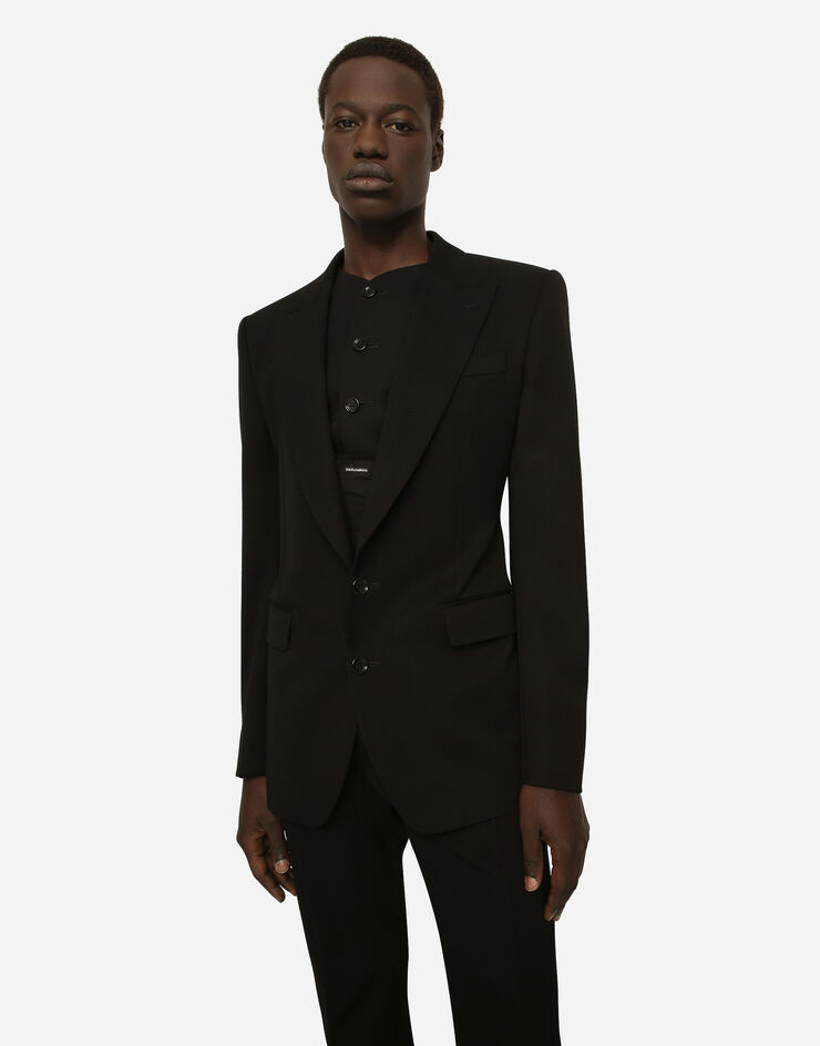 Dolce & Gabbana Single-breasted wool faille Sicilia jacket Black G2QU6TFU26E
