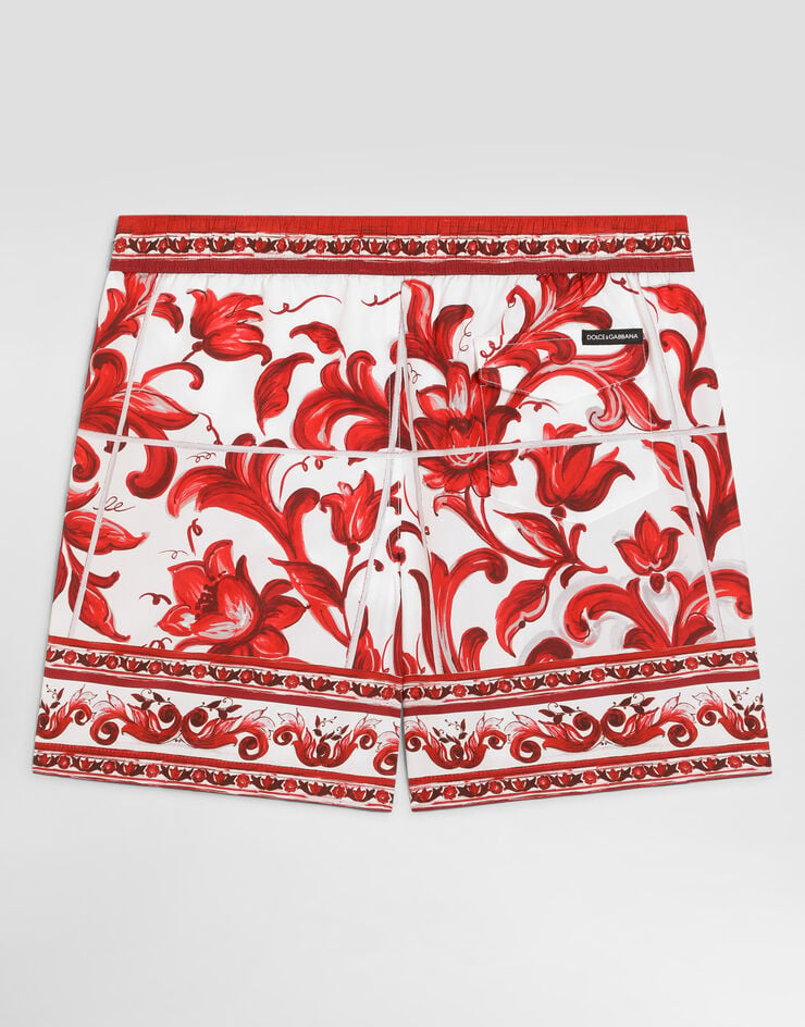 Dolce & Gabbana Boxer de bain en nylon à imprimé majolique Multicolor L4J850ON0I3