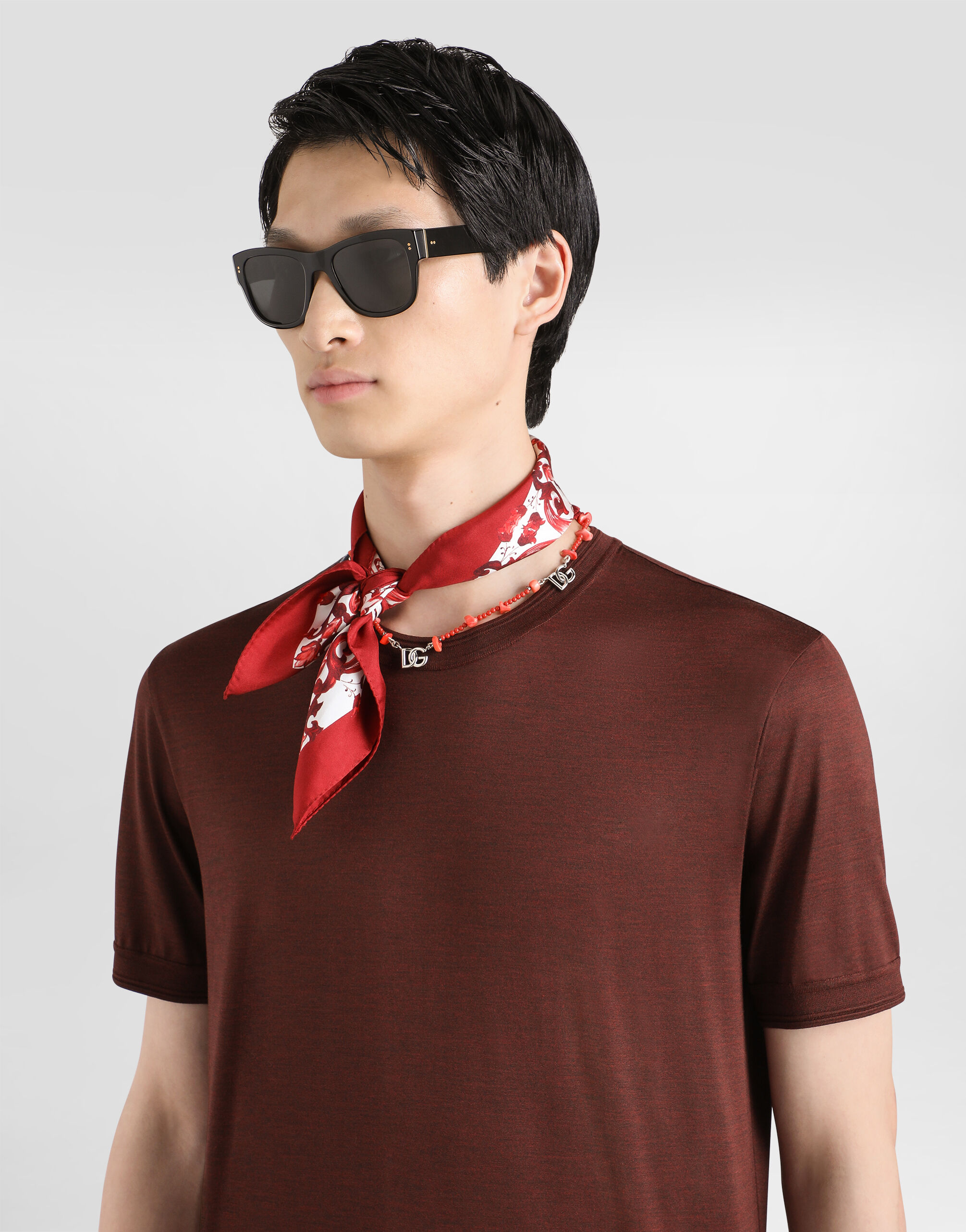 Crew neck silk t-shirt in Red for Men | Dolce&Gabbana® US