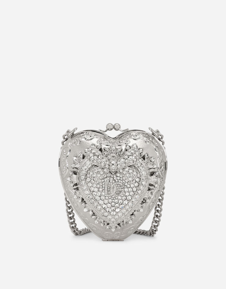 Dolce & Gabbana Metal Devotion heart bag with crystal embellishment Silver BB7137AY092