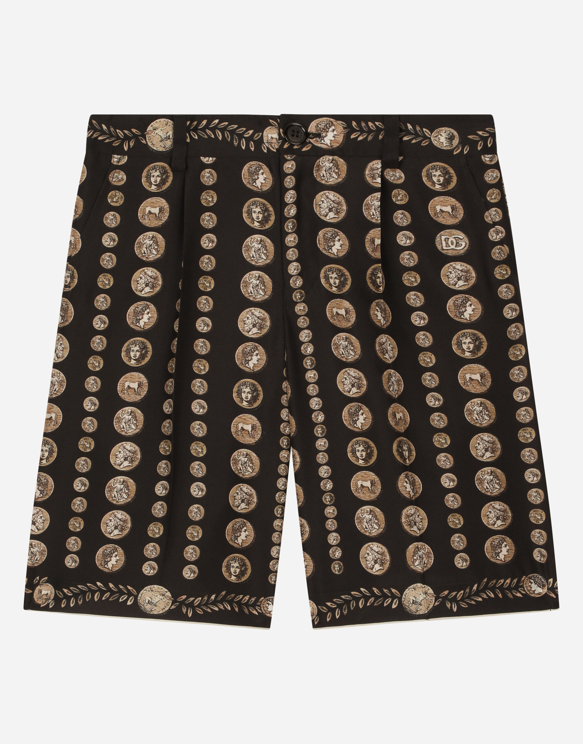 Dolce & Gabbana Coin-print silk shorts Brown L4JWFQG7L1Z