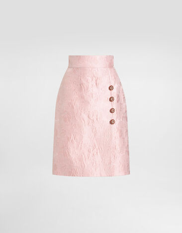 Dolce & Gabbana Floral jacquard skirt Pink F4C12ZFJTB4